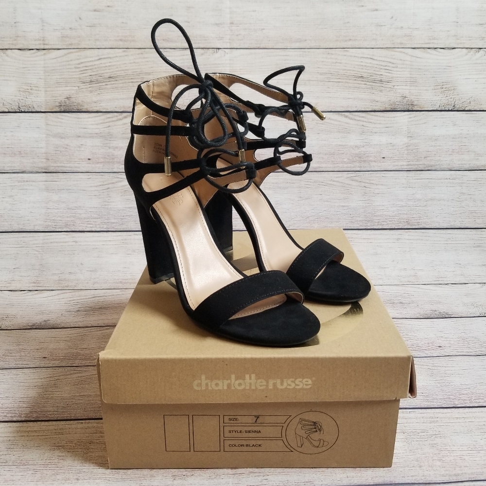 Charlotte Russe | NWT Black Sienna Lace Up Heels